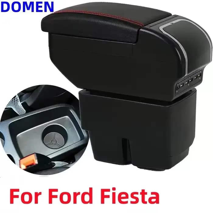 Pour Ford Fiesta 2009-2017, boîte d'accoudoir, boîte de rangement centrale, console centrale avec porte-gobelets 2009 2010 2011 2012 2013 2014 2015 2016