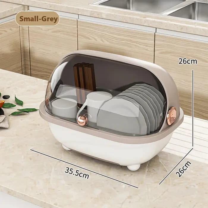 Armoire de séchage de vaisselle anti-poussière – Organisateur de cuisine peu encombrant avec drainag
