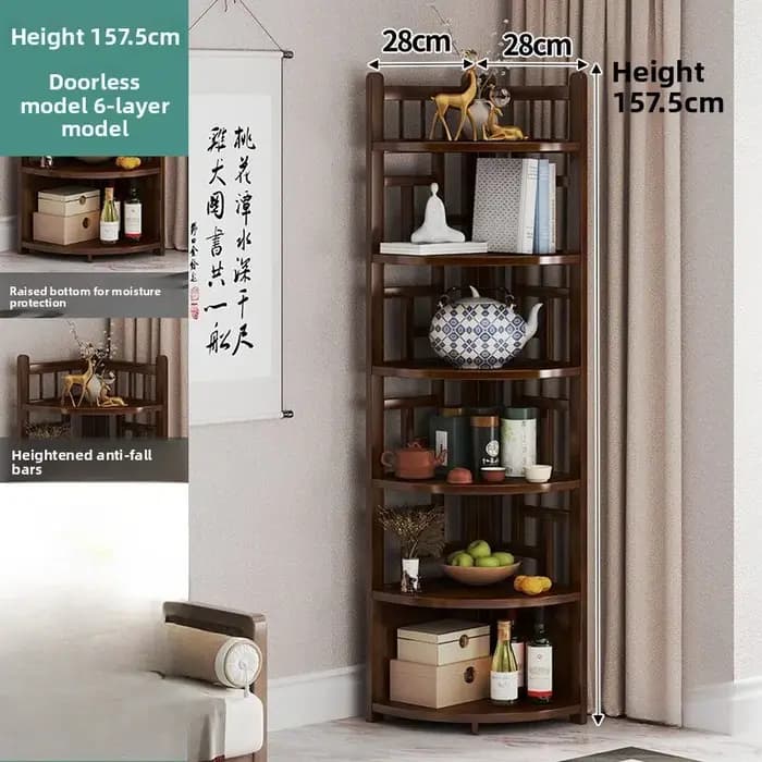 Étagère d'angle en bambou sur pied, meuble de rangement multi-niveaux pour salon, chambre, balcon, p