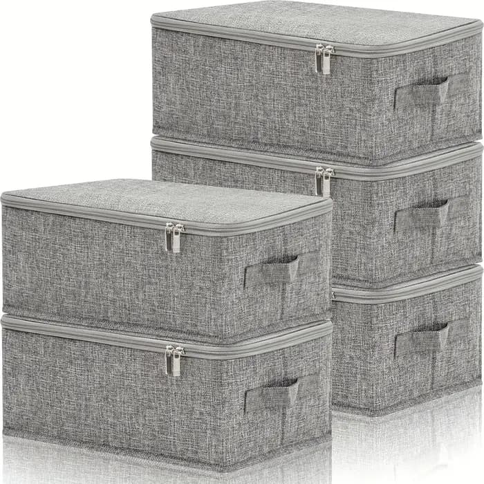 Boîtes de rangement en tissu empilables et pliables avec couvercles et poignées