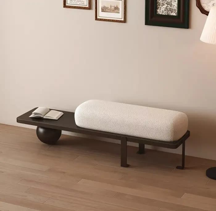 Banc d'entrée Art Déco moderne avec rembourrage Bouclé