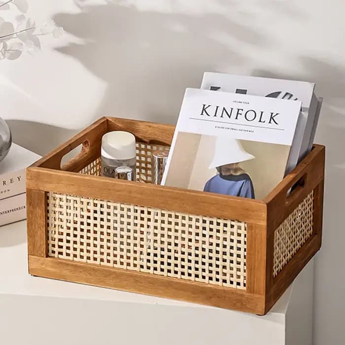 Boîte de rangement en bois massif pour cuisine