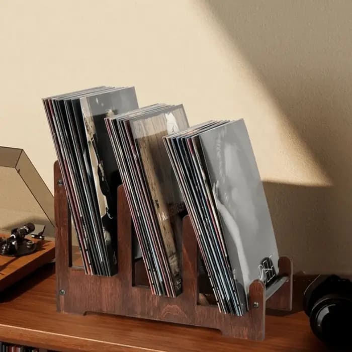 Porte-disque en vinyle Design Vintage à 3 niveaux