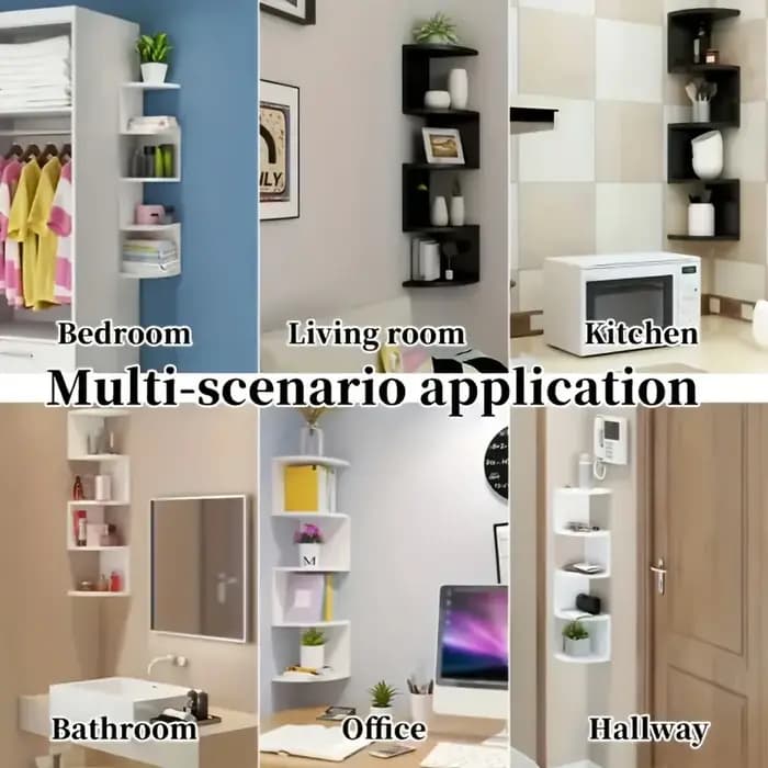 Étagère d'angle murale anti-humidité sans perçage pour chambre