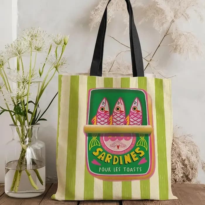 Sacs de rangement pour boîtes de conserve de sardines Coastal Charm, sac fourre-tout léger en toile,