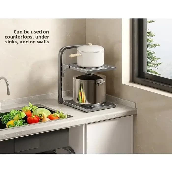 Étagère de rangement de cuisine multicouche en acier inoxydable