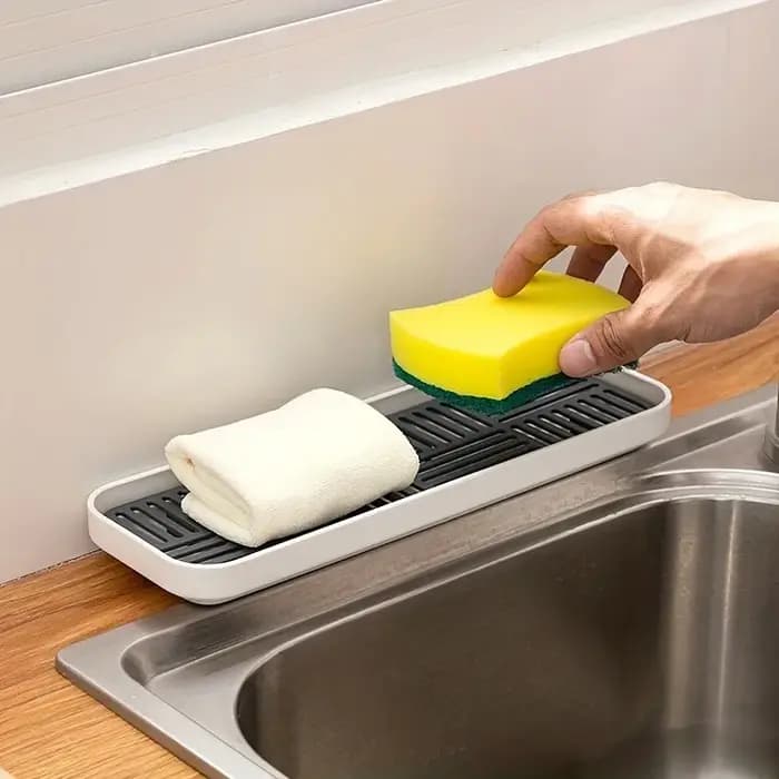 Organisateur d'évier de cuisine avec plateau d'égouttage