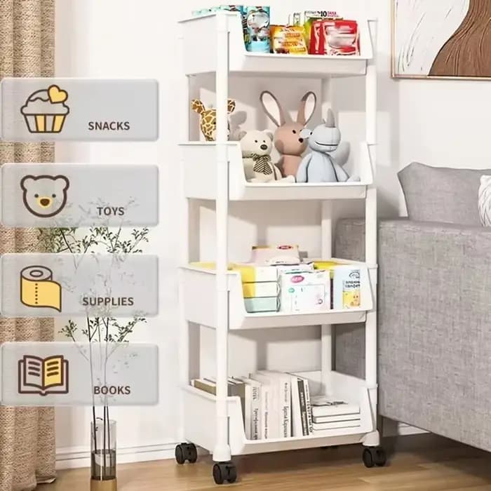 Chariot de rangement en plastique à 2-5 niveaux
