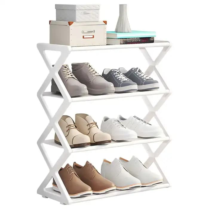 Étagère à chaussures robuste en forme de X - Gain de place