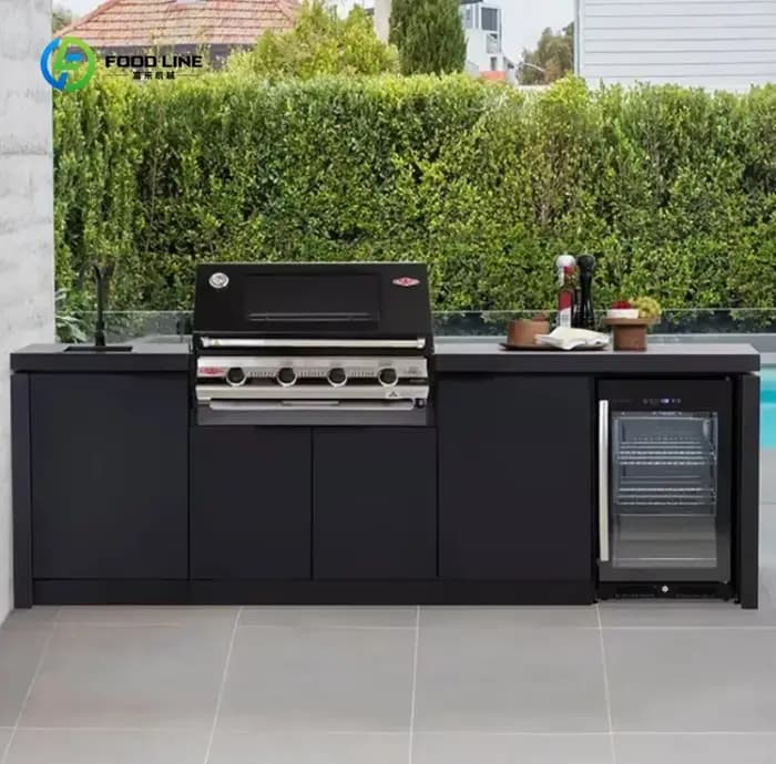 Armoire de cuisine extérieure en acier inoxydable de haute qualité sur mesure avec évier de buanderi