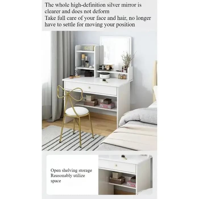 Table de maquillage chambre à coucher avec rangement miroir intégré petit appartement simple multifonctionnel e **** commode de célébrité Internet mique
