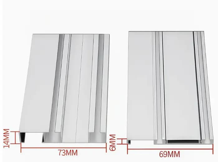 Rail de guidage sans rainures pour porte coulissante, montage en surface, pour porte de placard méta