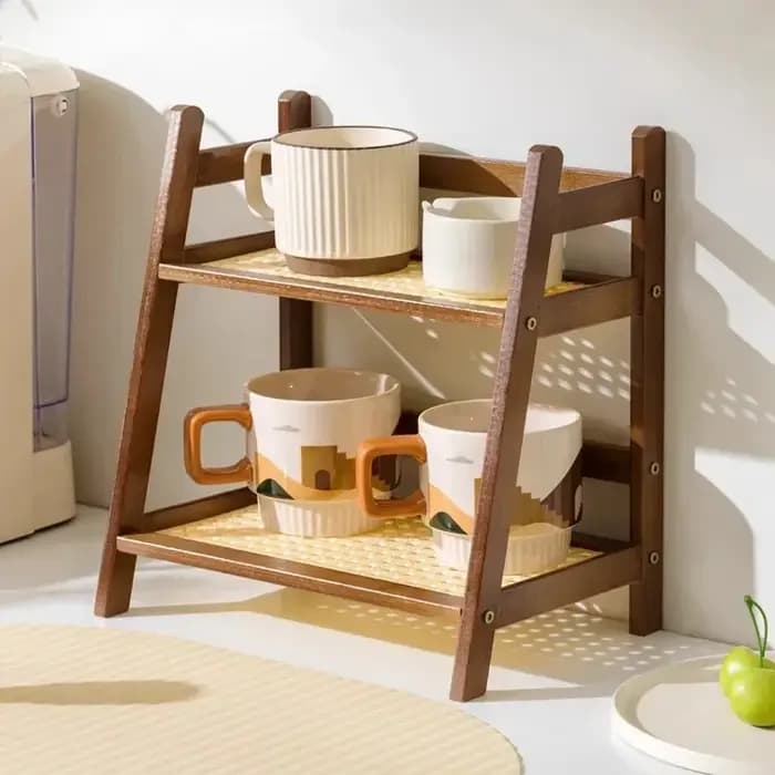 Étagère murale en bambou multifonctionnelle 2026 – Support à tasses à café – Idéale pour la cuisine
