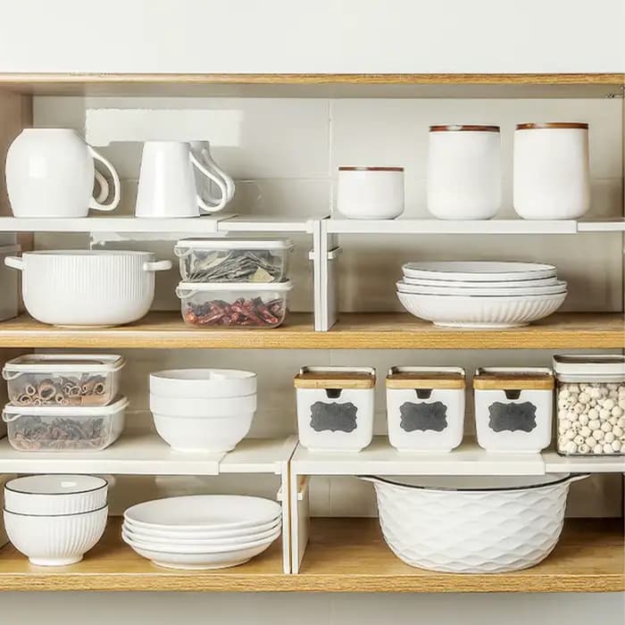 Étagère de cuisine extensible et empilable pour comptoir et armoire, accessoires de rangement de cuisine robustes