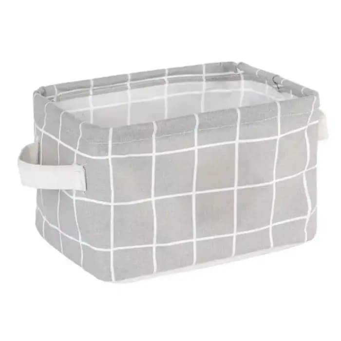 Panier de rangement pliable en tissu à motif quadrillé 20×16×14 cm