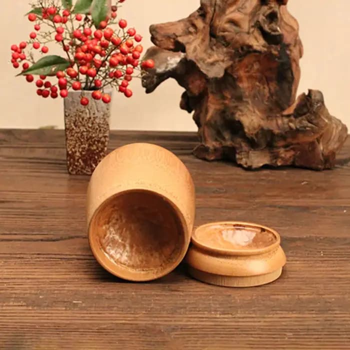 Récipient à Thé en Bambou, Tube Blanc, Boîte d'Emballage, Rangement en Bois