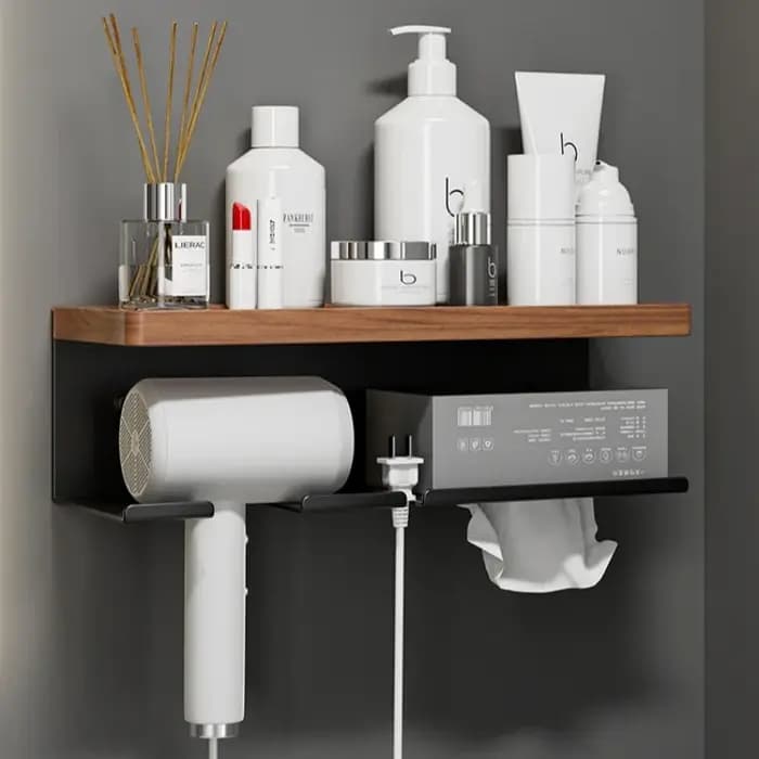Ensemble d'étagères d'angle de salle de bain en bois