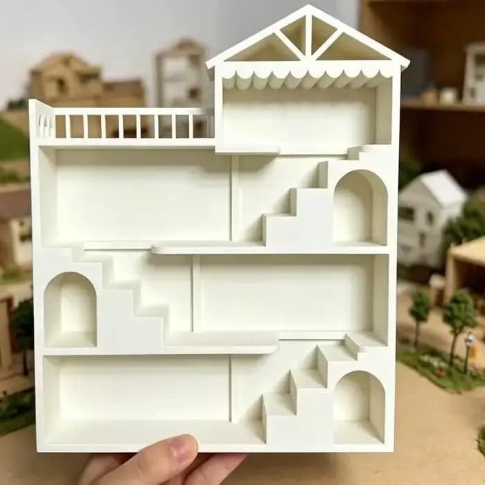 1 pièce Étagère de présentation blanche à plusieurs niveaux avec balcon pour villa miniature, organi