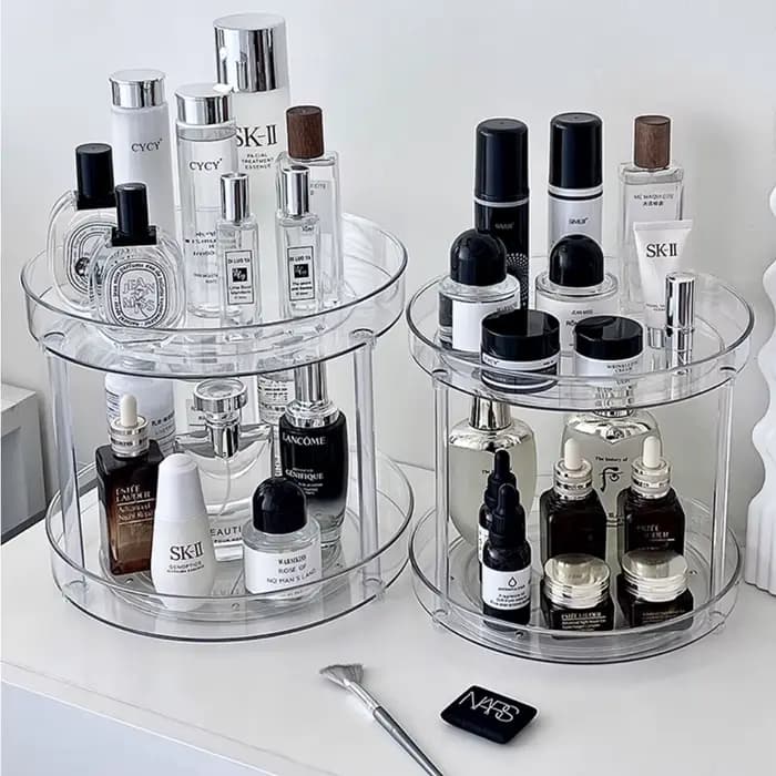 360 ° Support à cosmétiques rotatif de bureau, étagère de salle de bain, grande capacité, parfum, aromathérapie, soins de la peau, organisateur de stockage de produits