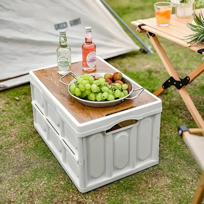 1 boîte de rangement de Camping en plein air avec poignée, boîte de rangement pliable de 15L, boîte de rangement Portable de Camping et de pique-nique, bagage de voiture