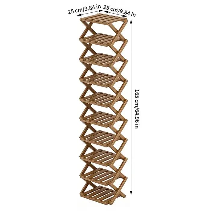 Organisateur de rangement pour chaussures à 10 niveaux en bois pliable