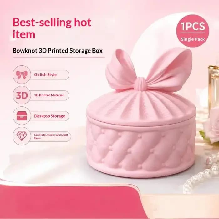 Boîte de rangement pour bijoux de style girly avec nœud, boîte à bijoux ronde anti-poussière, excell
