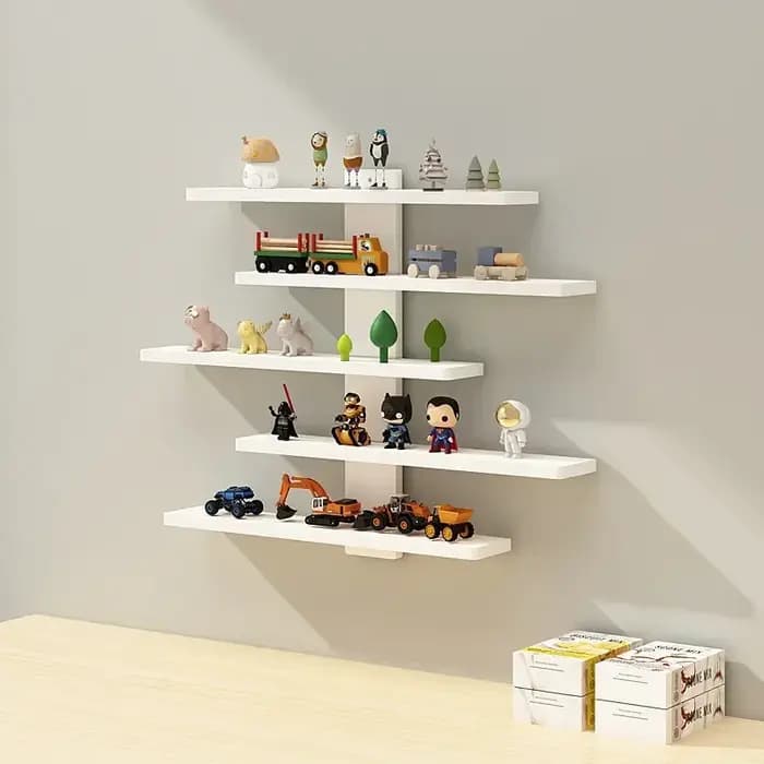 Présentoir mural léger à 5 niveaux pour figurines de blocs de construction
