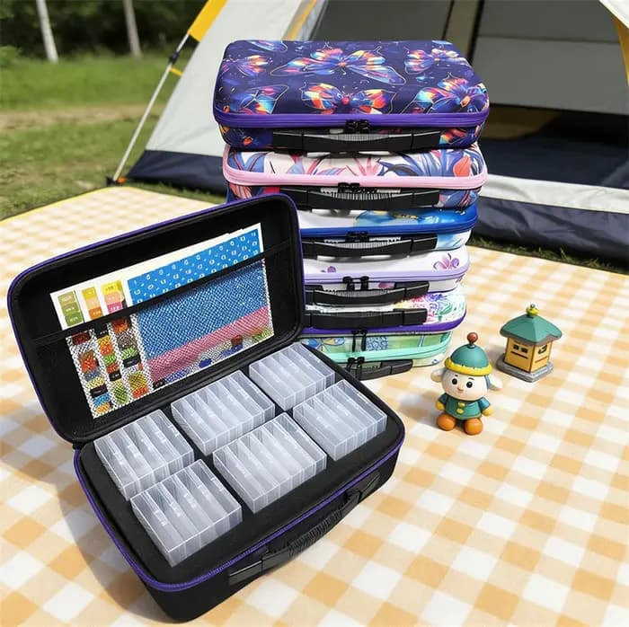 Boîtes de rangement pour peinture au diamant à 32/64 compartiments, organisateur 2-en-1 avec couvercles, accessoires pour la peinture au diamant, boîte de rangement