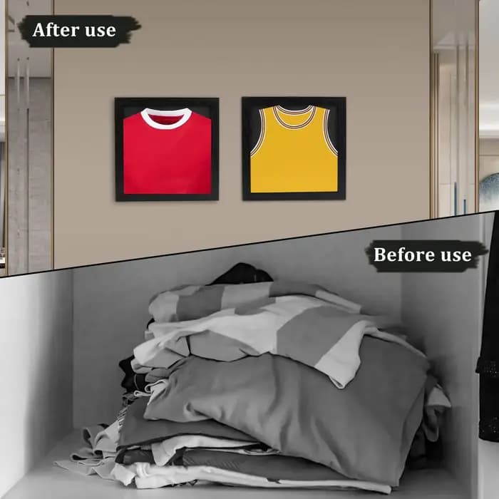Cadre de présentation mural multifonctionnel pour maillots en bois