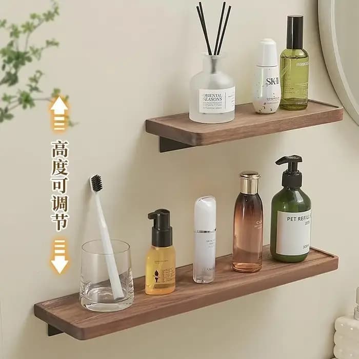 Support de rangement en noyer pour salle de bain