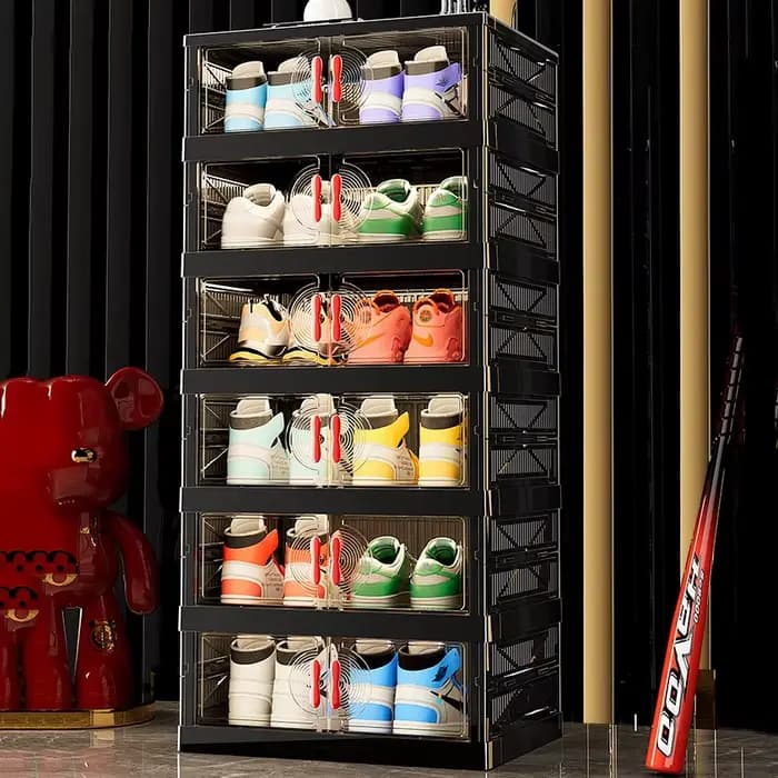 Meuble de rangement pliable multi-niveaux grande capacité pour chaussures et snacks