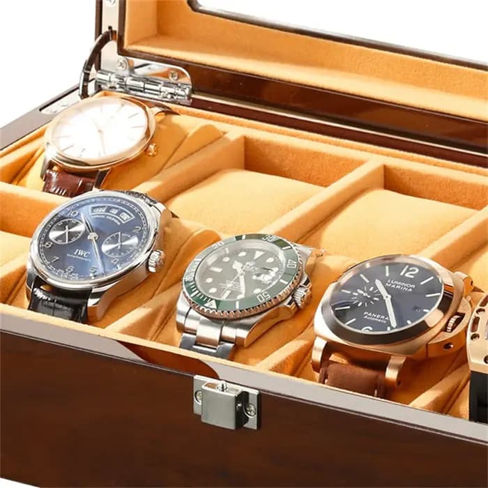 Boîtes à montres noires à 6 emplacements en bois pour hommes