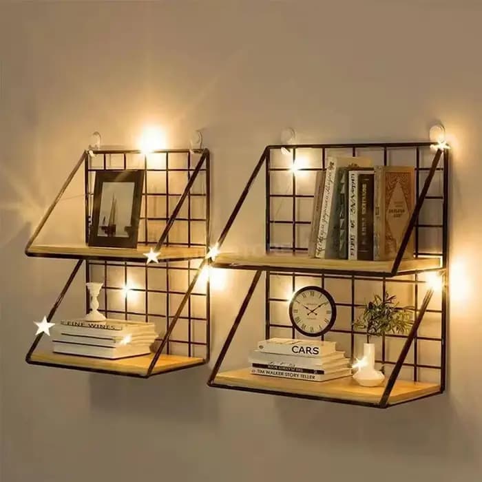 Étagères murales en bois sans perçage - Étagère de rangement suspendue et support décoratif pour le salon