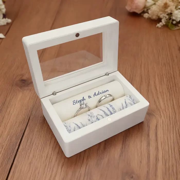Support de boîte à bagues de mariage personnalisé