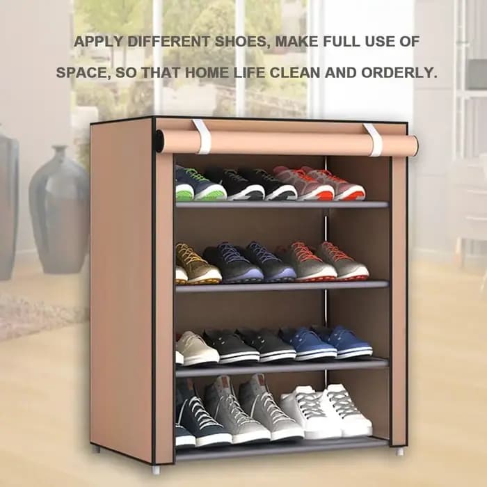 Meuble de rangement pour chaussures avec housse anti-poussière en tissu, grande armoire de rangement pour placard, chambre et entrée