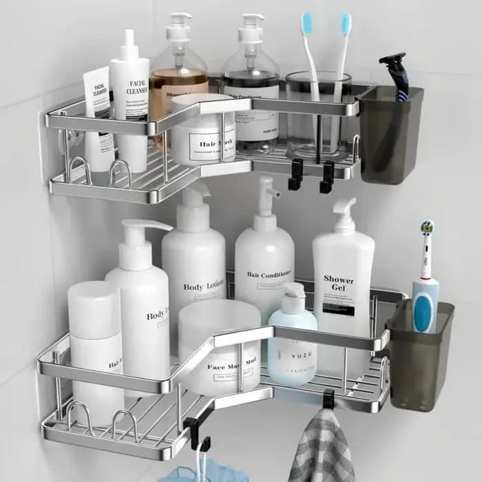 Étagère triangulaire Double couche en acier inoxydable