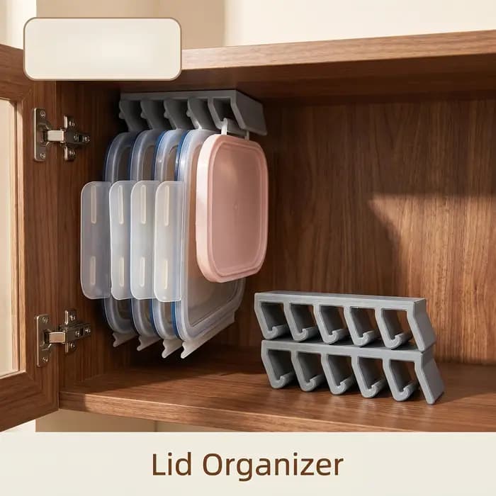 Support mural multi-emplacements robuste pour couvercles de contenants de cuisine, gain de place sous l'armoire
