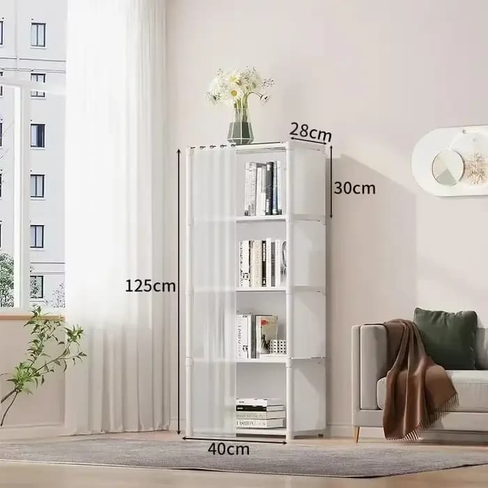Armoire de rangement multi-niveaux 5/6, anti-poussière, multifonctionnelle avec rideaux, organisateu