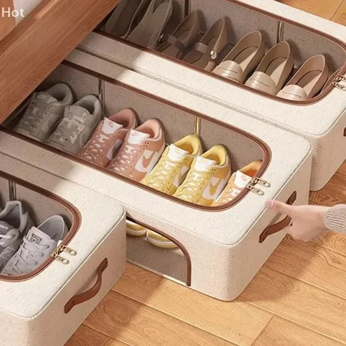 Organisateur de rangement de chaussures sous le lit