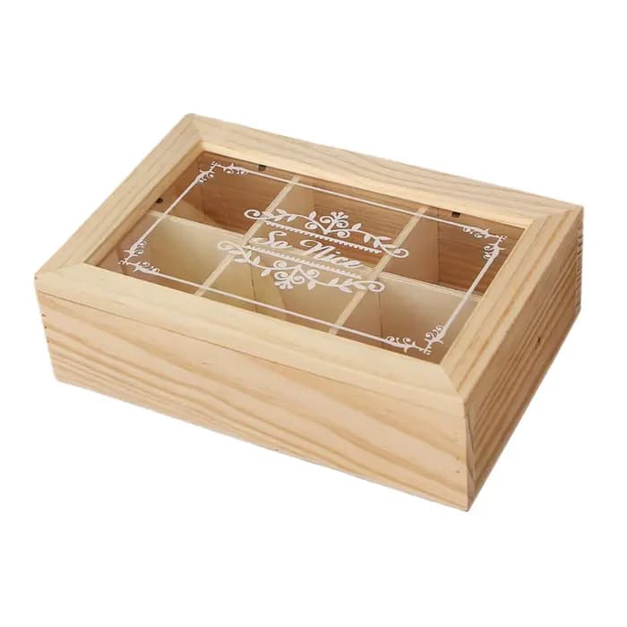 Boîte à thé en bois multifonctionnelle avec couvercle