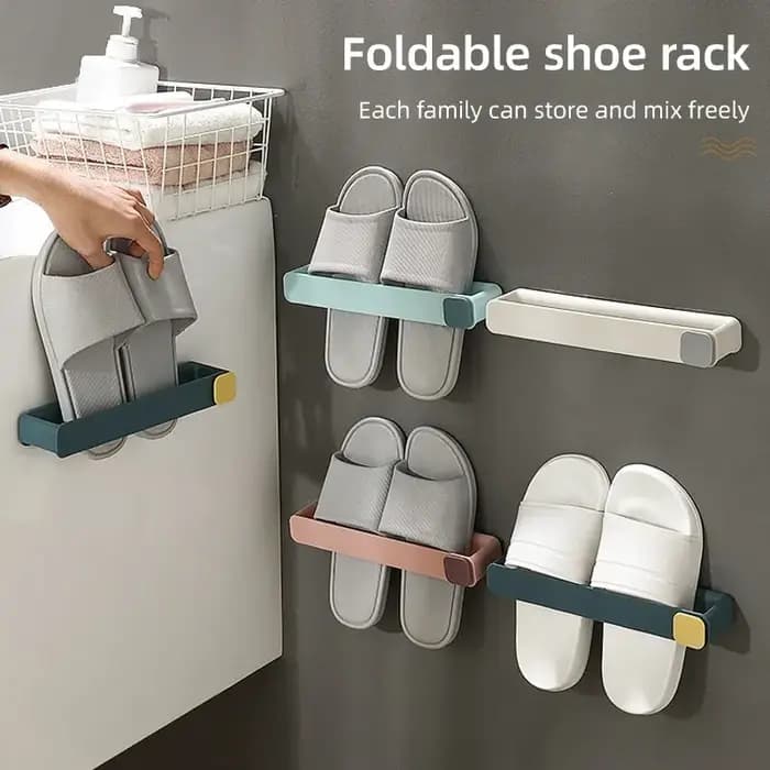 Salle de bains Pantoufle Étagère Pas de Poinçonnage Mural Monté Une Pièce Chaussure Rack D'économie D'espace