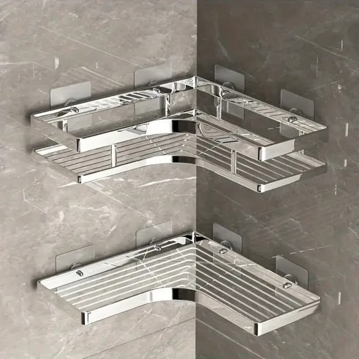 Étagère d'angle de douche en acier inoxydable sans perçage