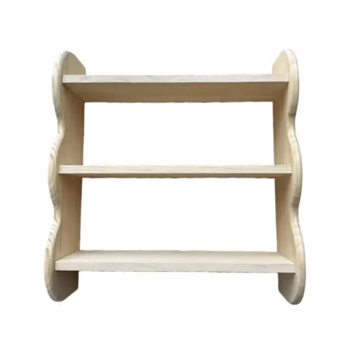 Étagère murale en bois à 3 niveaux, gain de place, avec vis, bord ondulé, grande capacité, étagère f