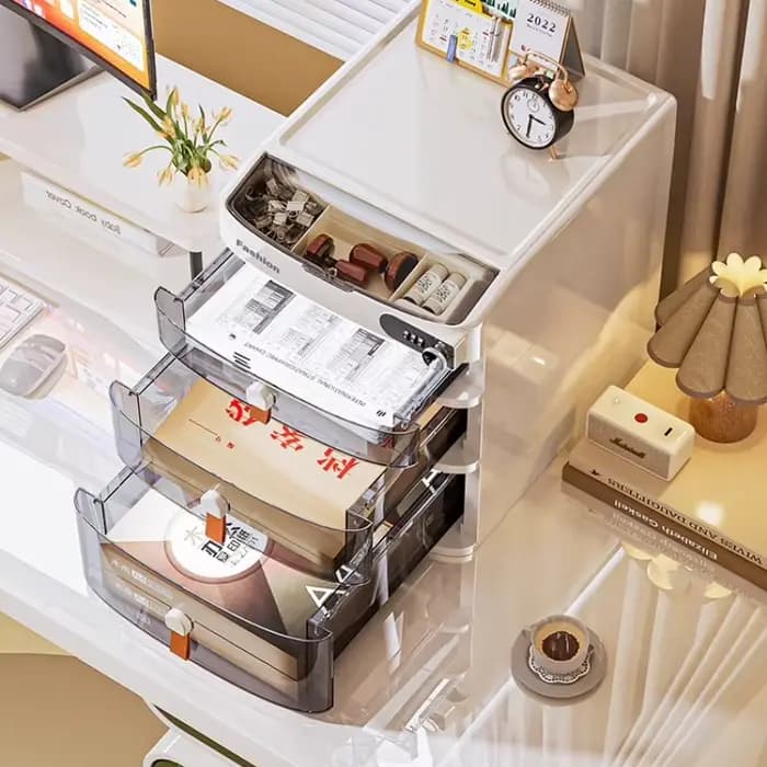 Boîte de rangement de bureau verrouillable avec tiroir à clés