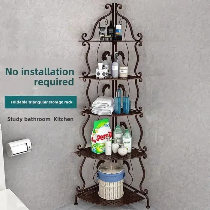 Support de rangement triangulaire en fer pour salle de bain