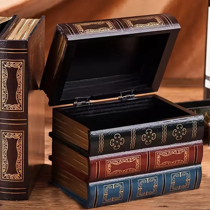 Boîte de faux livres, livre de Simulation Vintage pour porte-bijoux