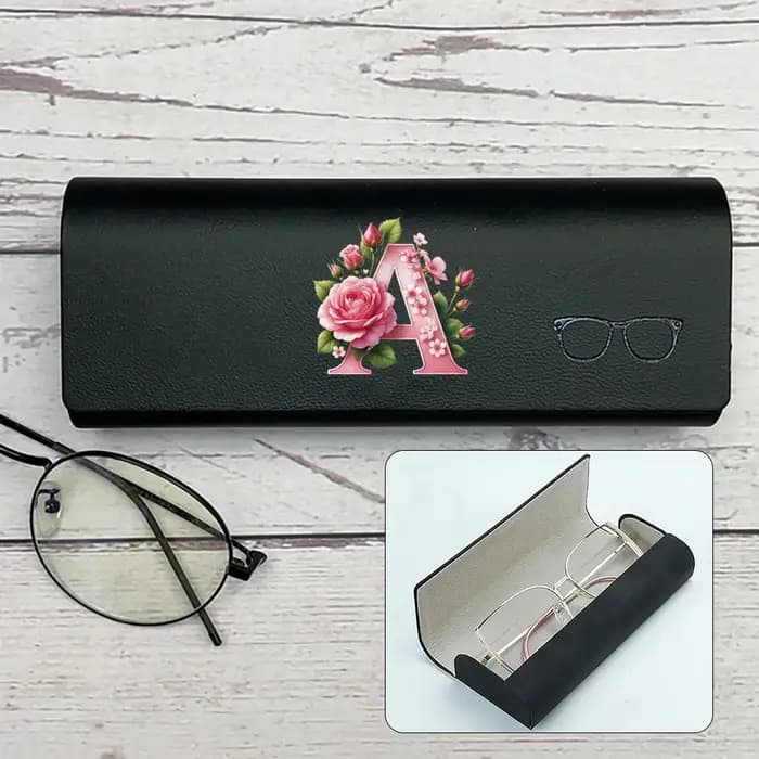 Boîte à lunettes Portable en PU, étui à lunettes rigide anti-poussière, étanche, nom Initial papillo