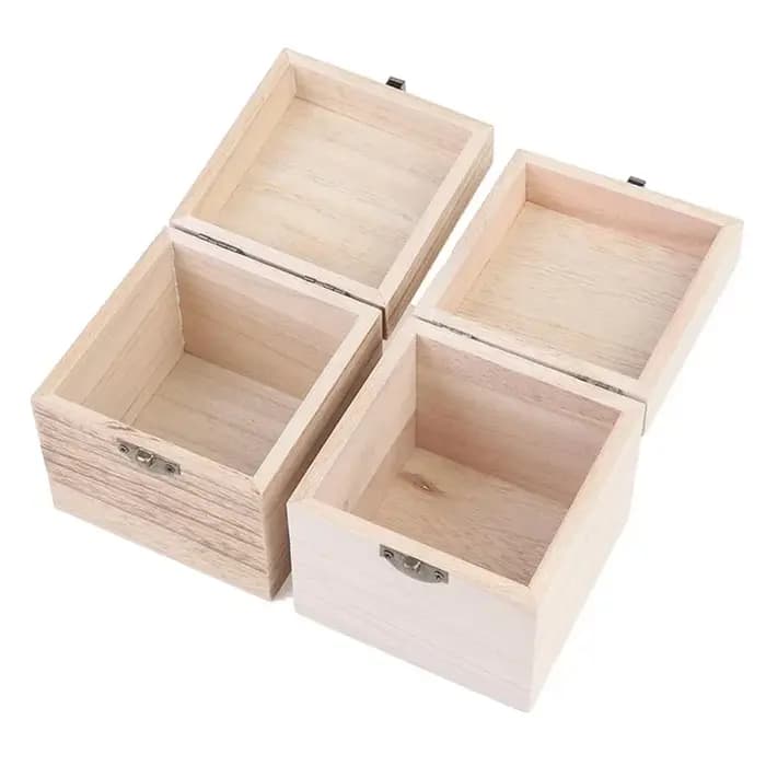 Boîte de rangement artisanale en bois pour l'école et le camping