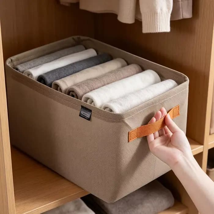 Boîte de rangement en tissu pliable pour livres