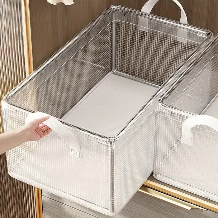 1 boîte de rangement transparente en PVC avec cadre en acier solide, imperméable, panier de rangemen